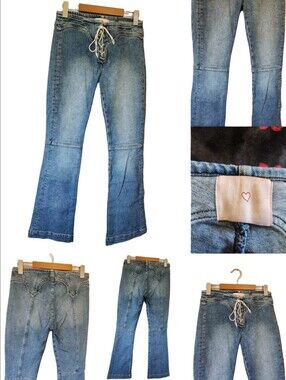 REVICE Denim Encore / Wild west Lace-Up Pintuck Flare Jeans Size 26 - Like New